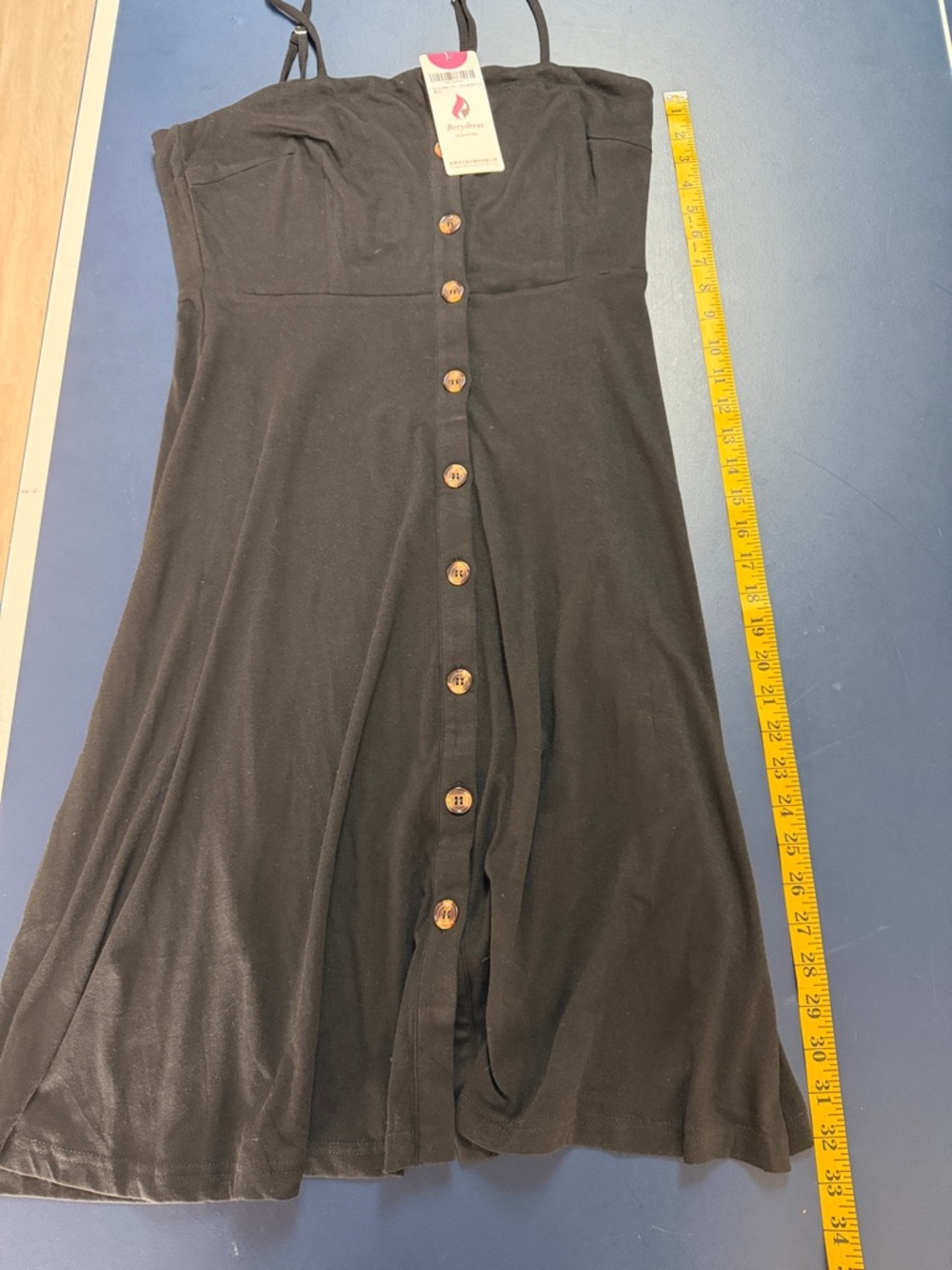 Berydress Sleeveless Black Button-Front Midi Dress with Adjustable Straps - Picture 5 of 5